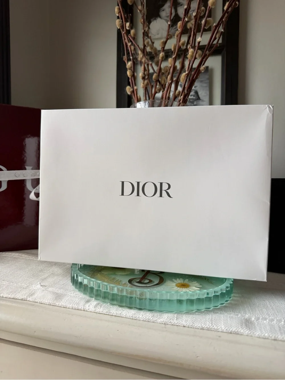 Dior Beige Woven Logo Clutch
